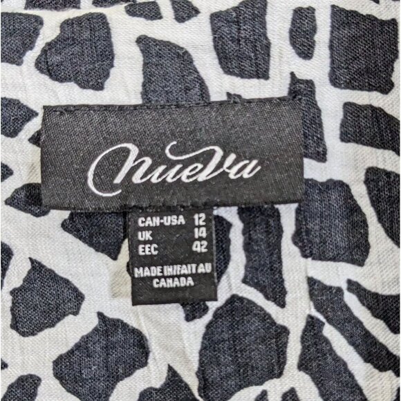 Vintage Dress Size 12 Black White Animal Print Sleeveless Collared Bamboo Blend - Picture 5 of 5